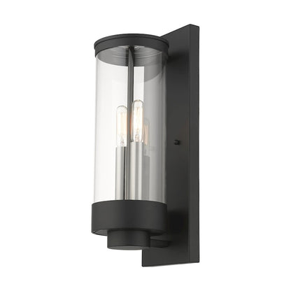 Livex Hillcrest 2 Light Outdoor Wall Lantern, Textured Black/Clear
