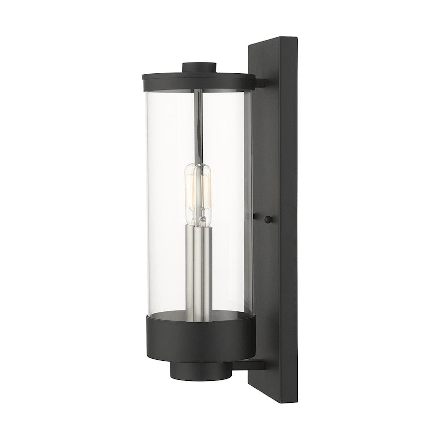 Livex Hillcrest 2 Light Outdoor Wall Lantern, Textured Black/Clear