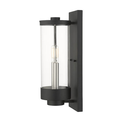 Livex Hillcrest 2 Light Outdoor Wall Lantern, Textured Black/Clear