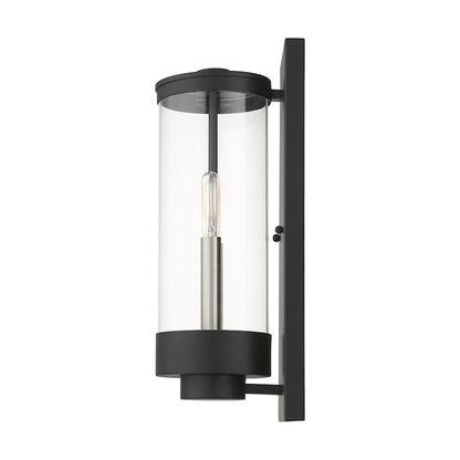 Livex Hillcrest 2 Light Outdoor Wall Lantern, Textured Black/Clear