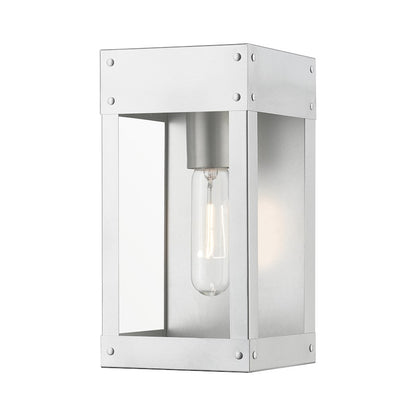 Livex Barrett 1 Light Outdoor 9.75" Wall Lantern, Nickel/Candle/Clear