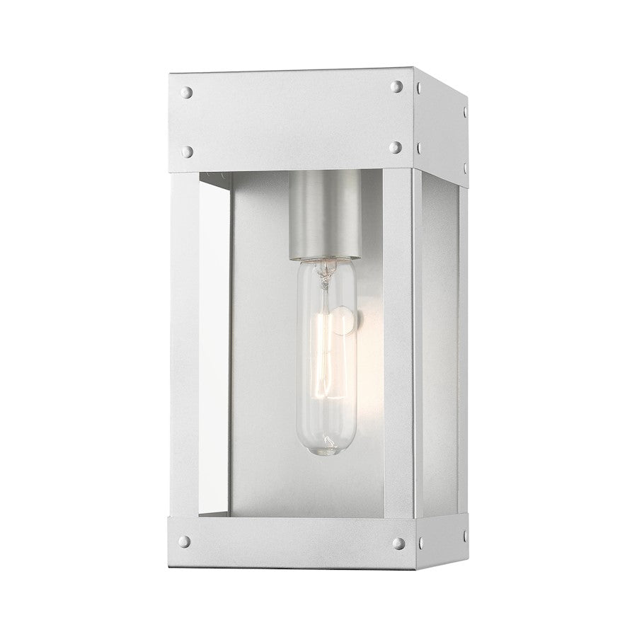 Livex Barrett 1 Light Outdoor 9.75" Wall Lantern, Nickel/Candle/Clear