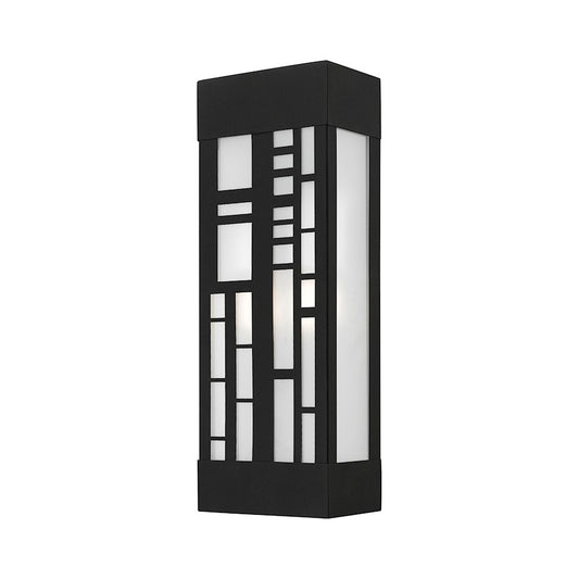 Livex Malmo 2 Light Outdoor ADA Sconce, Black/Clear/Sandblasted
