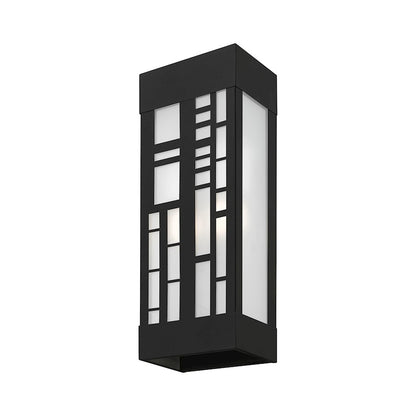 Livex Malmo 2 Light Outdoor ADA Sconce, Black/Clear/Sandblasted