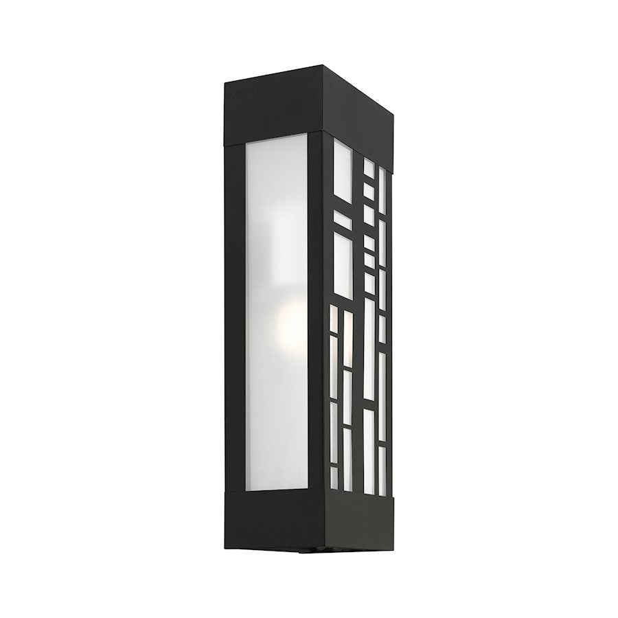 Livex Malmo 2 Light Outdoor ADA Sconce, Black/Clear/Sandblasted