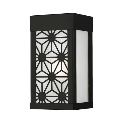 Livex Berkeley 1 Light Outdoor ADA Small Sconce, BK/Clear/Sandblasted