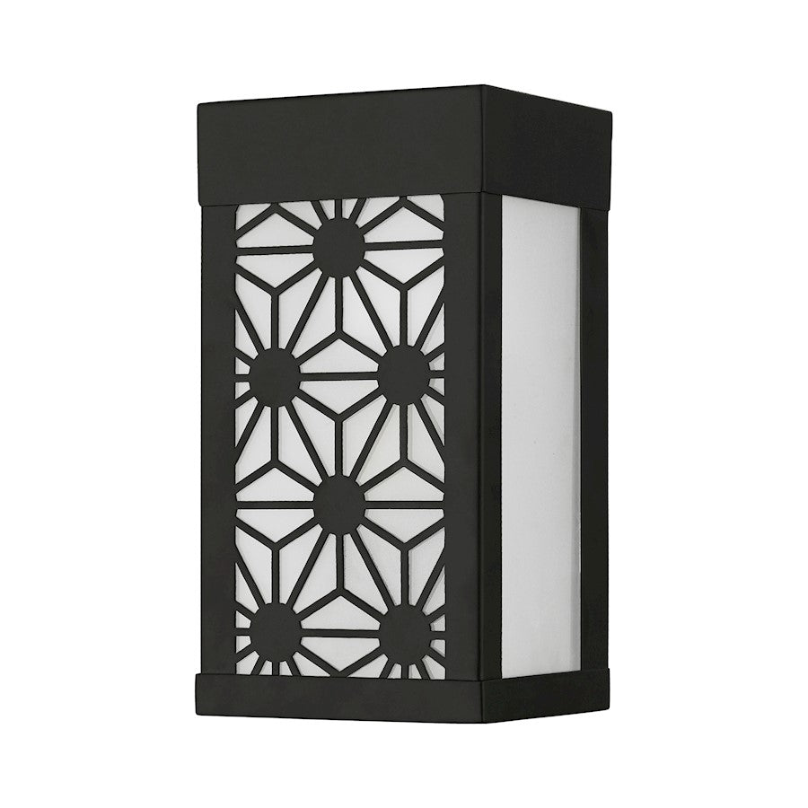 Livex Berkeley 1 Light Outdoor ADA Small Sconce, BK/Clear/Sandblasted