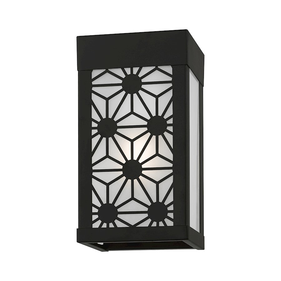 Livex Berkeley 1 Light Outdoor ADA Small Sconce, BK/Clear/Sandblasted