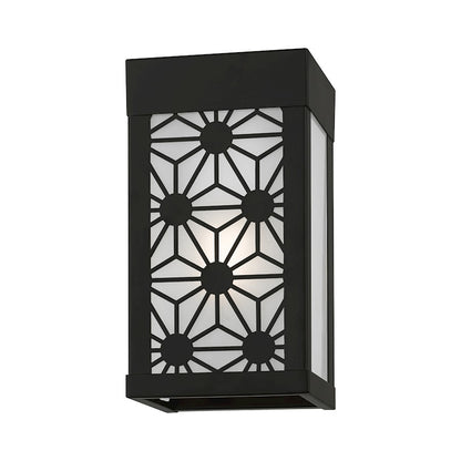 Livex Berkeley 1 Light Outdoor ADA Small Sconce, BK/Clear/Sandblasted