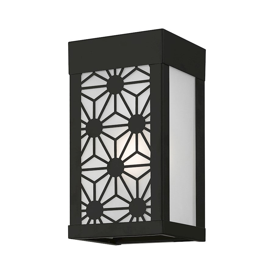 Livex Berkeley 1 Light Outdoor ADA Small Sconce, BK/Clear/Sandblasted