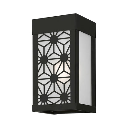 Livex Berkeley 1 Light Outdoor ADA Small Sconce, BK/Clear/Sandblasted
