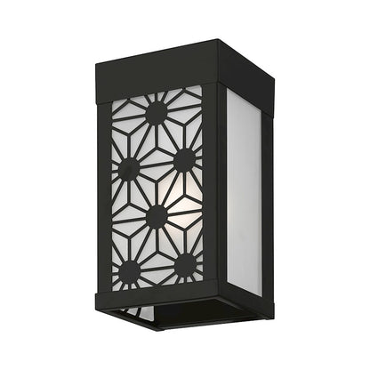 Livex Berkeley 1 Light Outdoor ADA Small Sconce, BK/Clear/Sandblasted