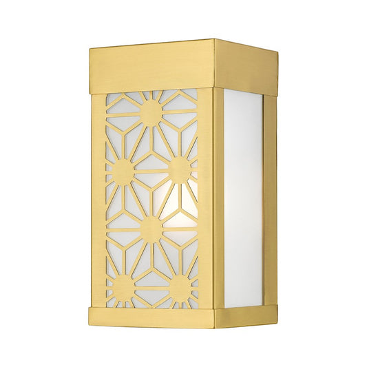 Livex Berkeley 1 Light Outdoor ADA Small Sconce, Gold/Clear
