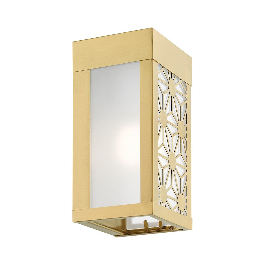 Livex Berkeley 1 Light Outdoor ADA Small Sconce, Gold/Clear