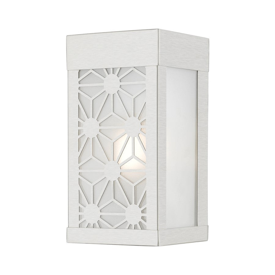 Livex Berkeley 1 Light Outdoor ADA Small Sconce, NK/Clear/Sandblasted