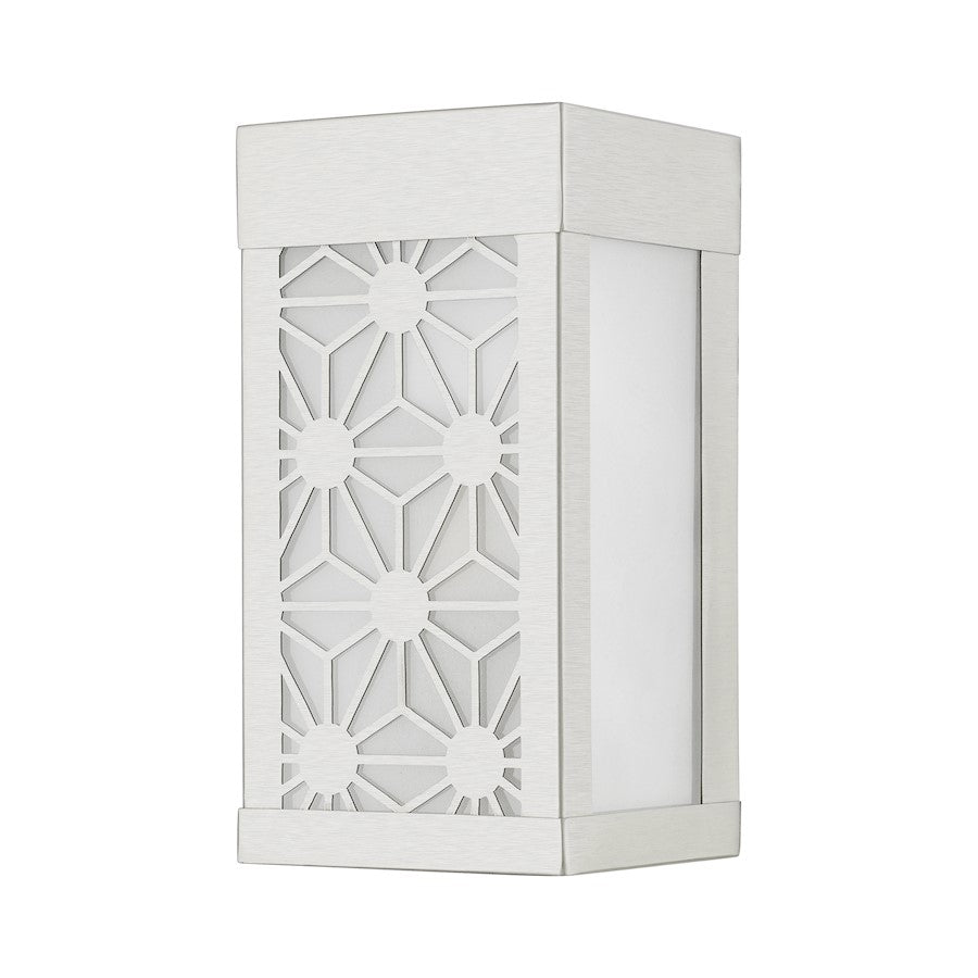 Livex Berkeley 1 Light Outdoor ADA Small Sconce, NK/Clear/Sandblasted