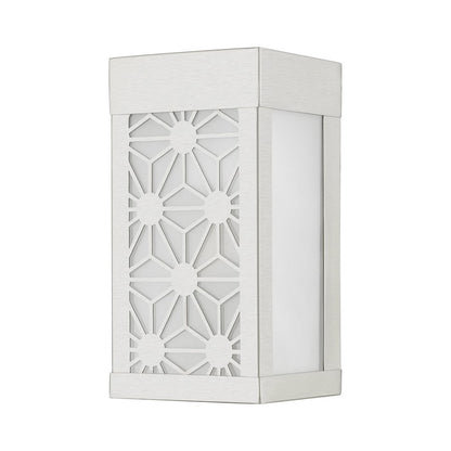 Livex Berkeley 1 Light Outdoor ADA Small Sconce, NK/Clear/Sandblasted