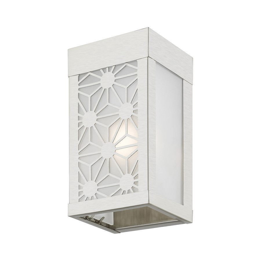 Livex Berkeley 1 Light Outdoor ADA Small Sconce, NK/Clear/Sandblasted