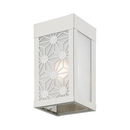 Livex Berkeley 1 Light Outdoor ADA Small Sconce, NK/Clear/Sandblasted