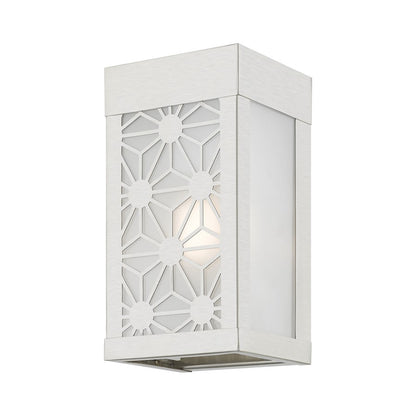 Livex Berkeley 1 Light Outdoor ADA Small Sconce, NK/Clear/Sandblasted