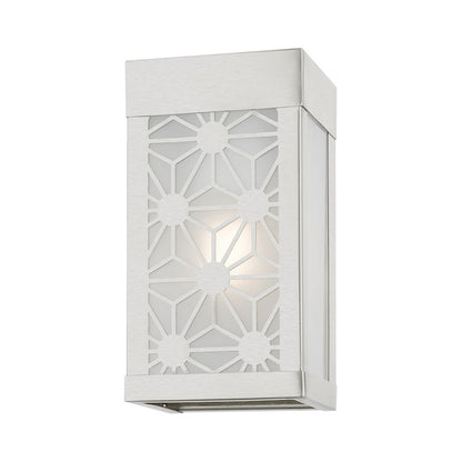 Livex Berkeley 1 Light Outdoor ADA Small Sconce, NK/Clear/Sandblasted