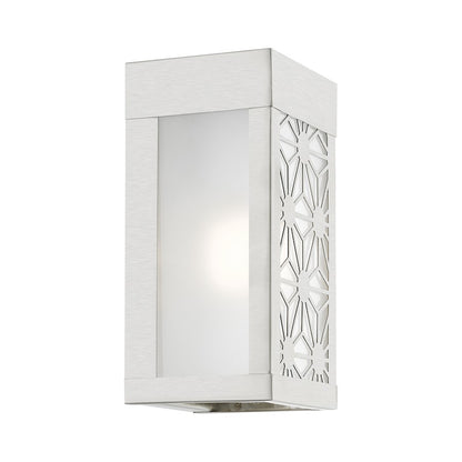 Livex Berkeley 1 Light Outdoor ADA Small Sconce, NK/Clear/Sandblasted