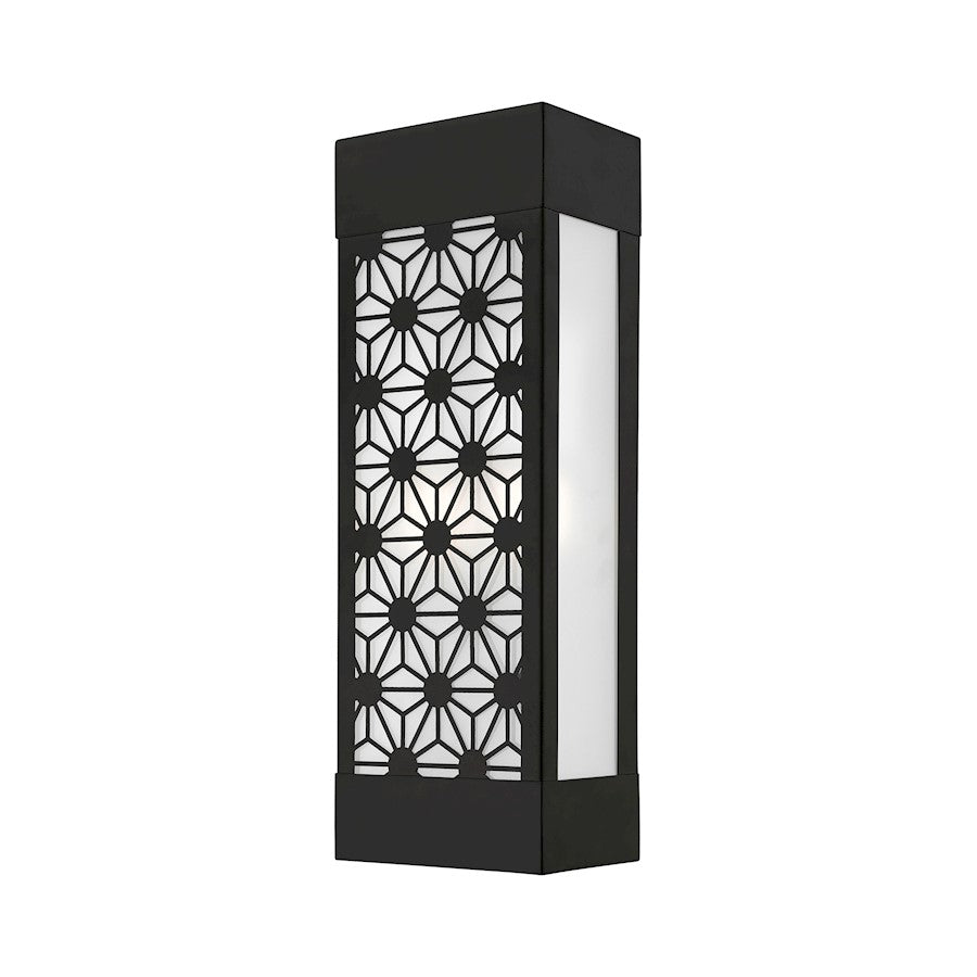 Livex Berkeley 2 Light Outdoor ADA Sconce, Black/Clear/Sandblasted