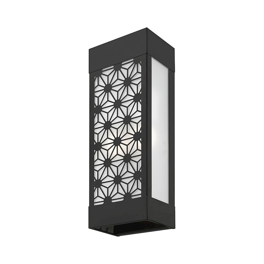Livex Berkeley 2 Light Outdoor ADA Sconce, Black/Clear/Sandblasted