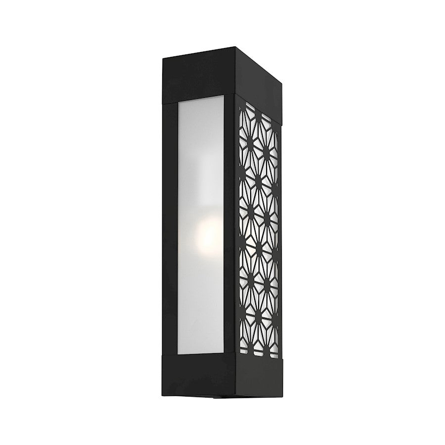 Livex Berkeley 2 Light Outdoor ADA Sconce, Black/Clear/Sandblasted