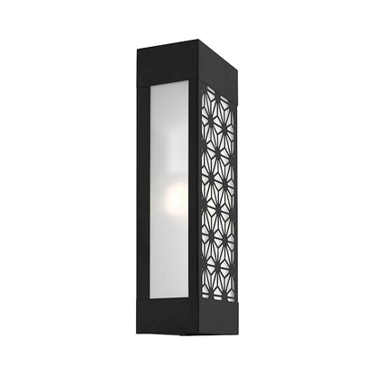 Livex Berkeley 2 Light Outdoor ADA Sconce, Black/Clear/Sandblasted