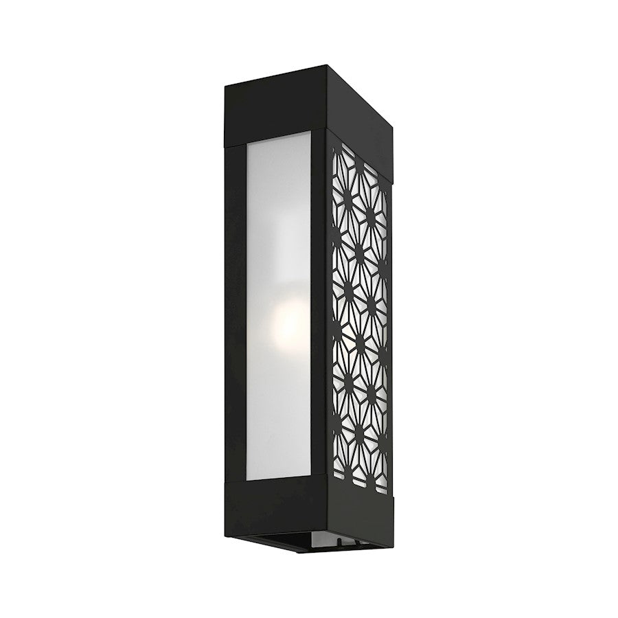 Livex Berkeley 2 Light Outdoor ADA Sconce, Black/Clear/Sandblasted