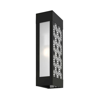 Livex Berkeley 2 Light Outdoor ADA Sconce, Black/Clear/Sandblasted