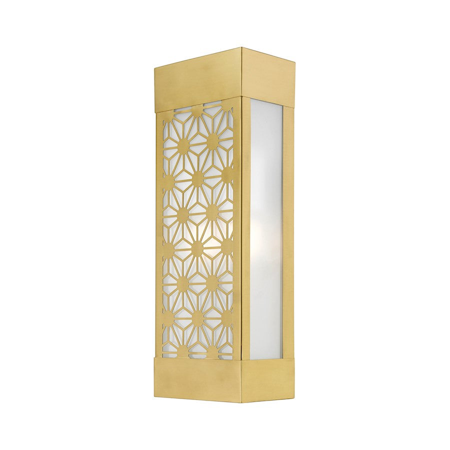 Livex Berkeley 2 Light Outdoor ADA Sconce, Gold/Clear/Sandblasted