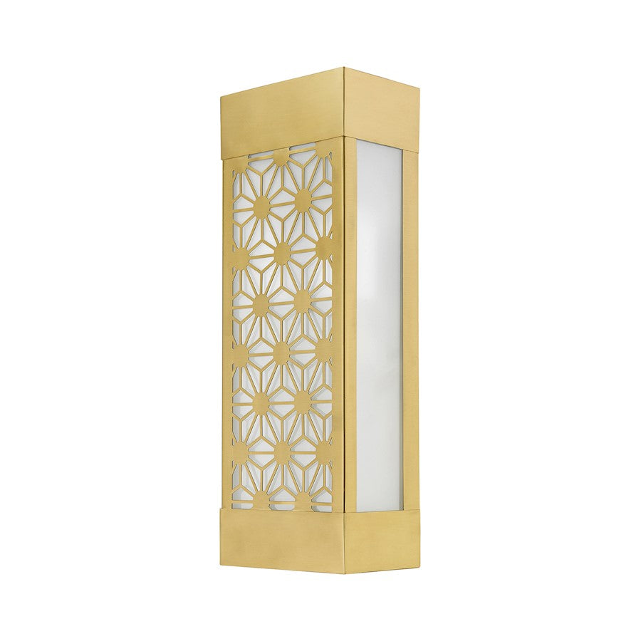 Livex Berkeley 2 Light Outdoor ADA Sconce, Gold/Clear/Sandblasted