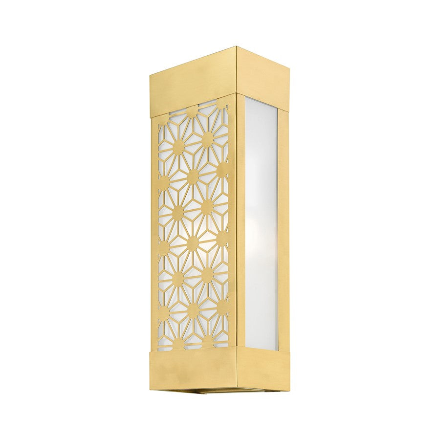 Livex Berkeley 2 Light Outdoor ADA Sconce, Gold/Clear/Sandblasted
