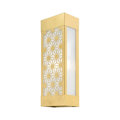 Livex Berkeley 2 Light Outdoor ADA Sconce, Gold/Clear/Sandblasted