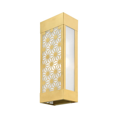 Livex Berkeley 2 Light Outdoor ADA Sconce, Gold/Clear/Sandblasted