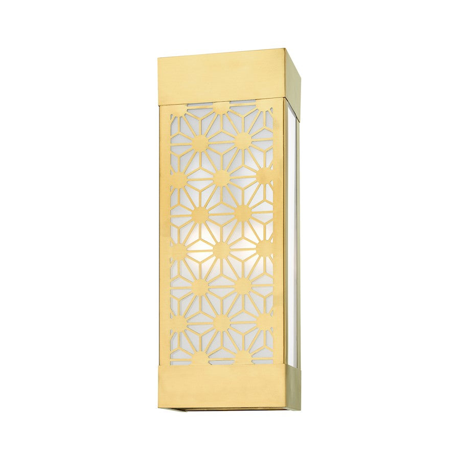 Livex Berkeley 2 Light Outdoor ADA Sconce, Gold/Clear/Sandblasted