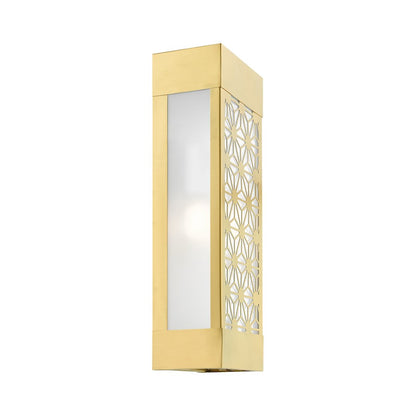 Livex Berkeley 2 Light Outdoor ADA Sconce, Gold/Clear/Sandblasted
