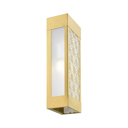 Livex Berkeley 2 Light Outdoor ADA Sconce, Gold/Clear/Sandblasted