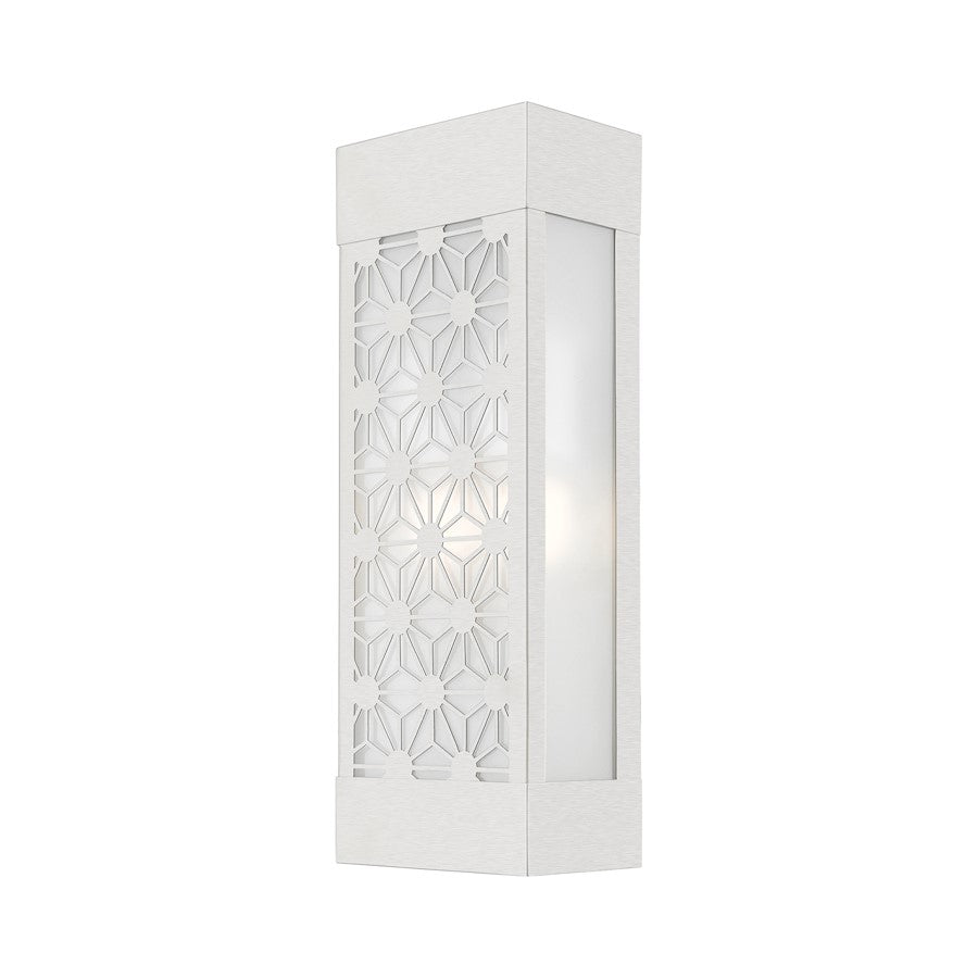 Livex Berkeley 2 Light Outdoor ADA Sconce, Nickel/Clear/Sandblasted