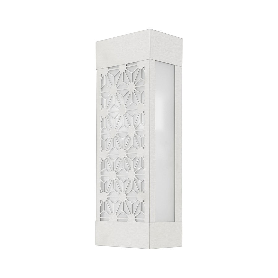 Livex Berkeley 2 Light Outdoor ADA Sconce, Nickel/Clear/Sandblasted