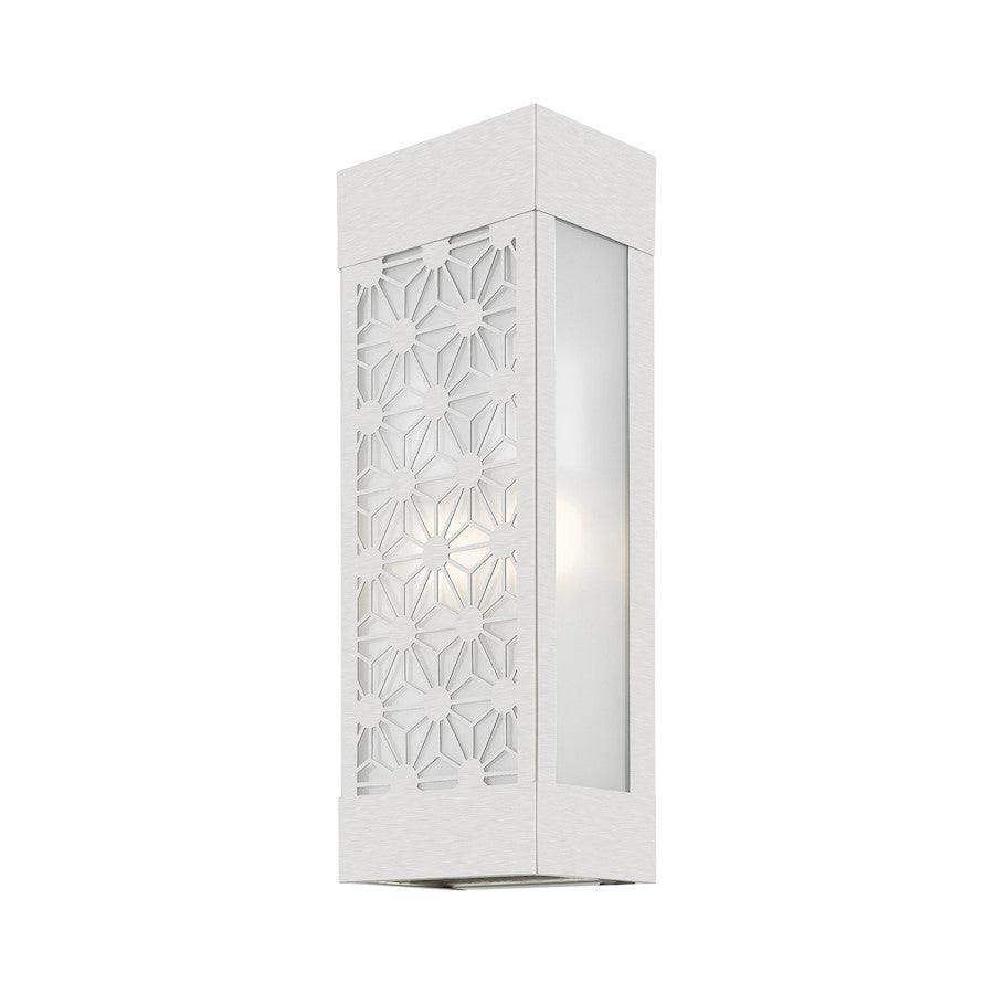 Livex Berkeley 2 Light Outdoor ADA Sconce, Nickel/Clear/Sandblasted