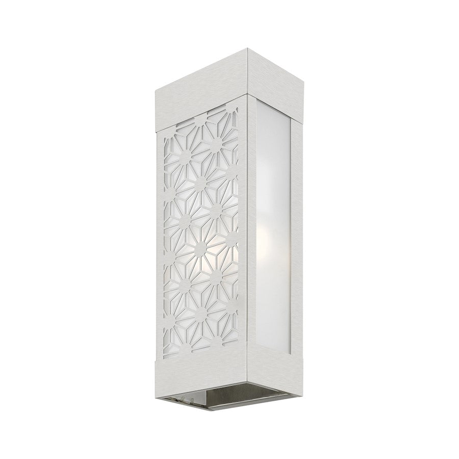 Livex Berkeley 2 Light Outdoor ADA Sconce, Nickel/Clear/Sandblasted
