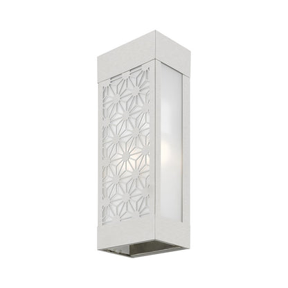 Livex Berkeley 2 Light Outdoor ADA Sconce, Nickel/Clear/Sandblasted