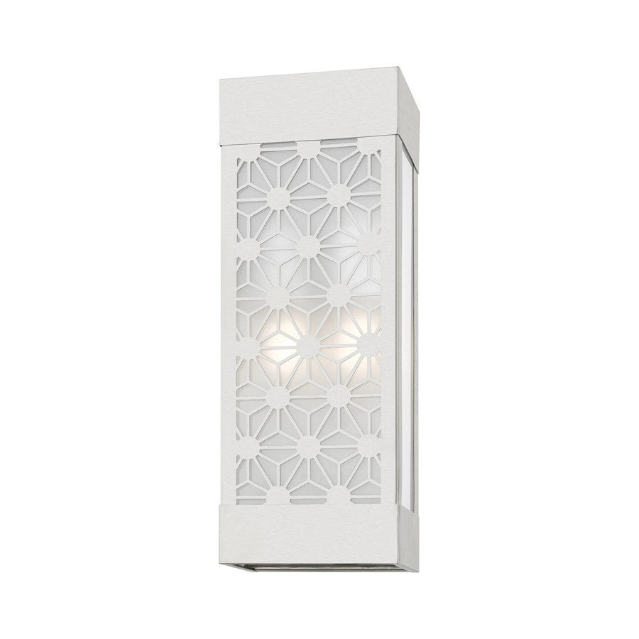 Livex Berkeley 2 Light Outdoor ADA Sconce, Nickel/Clear/Sandblasted