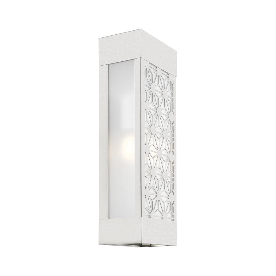 Livex Berkeley 2 Light Outdoor ADA Sconce, Nickel/Clear/Sandblasted