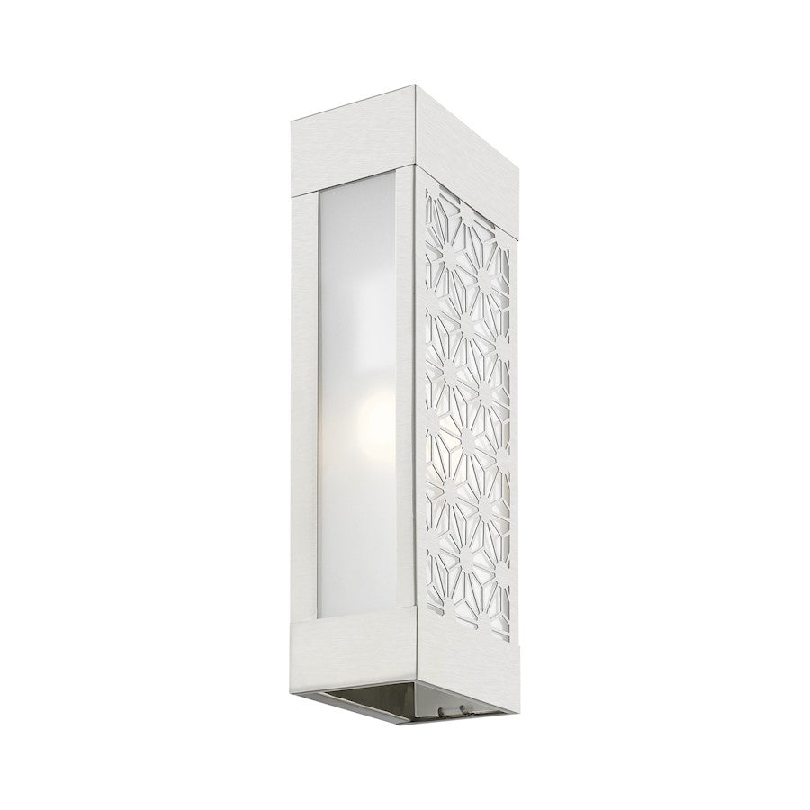 Livex Berkeley 2 Light Outdoor ADA Sconce, Nickel/Clear/Sandblasted