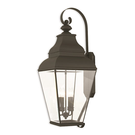 Livex Exeter 4 Light Outdoor Wall Lantern, Black/Clear Beveled Glass