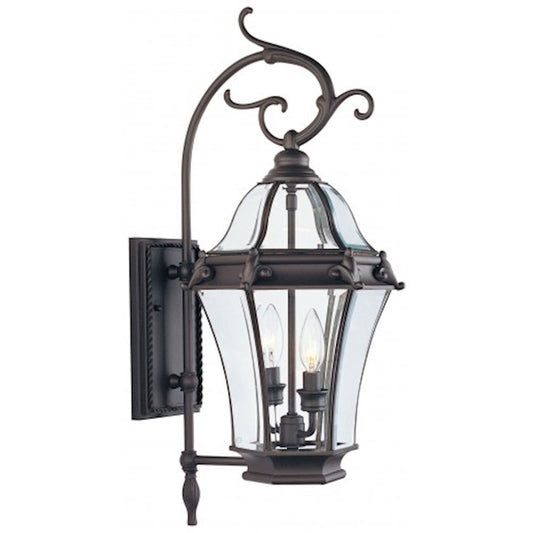 Livex Lighting Fleur de Lis 26in 2-Light Outdoor Wall Lantern | Traditional Bronze and Clear Beveled Glass | Front Door & Patio | Model 2621-07